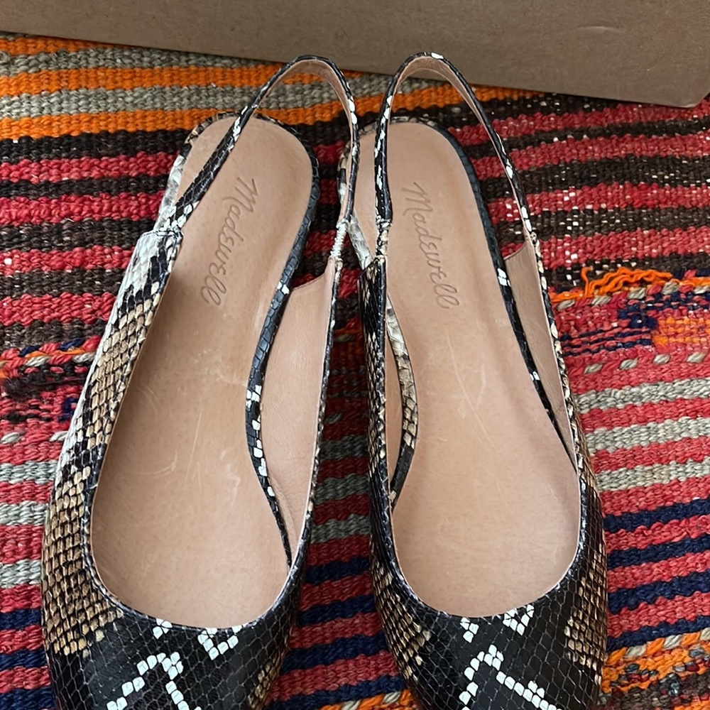 Women Modern Madewell Margo Slingbacks Snake Print Leather Mules Slide Shoes 7.5 - Picture 3 of 6